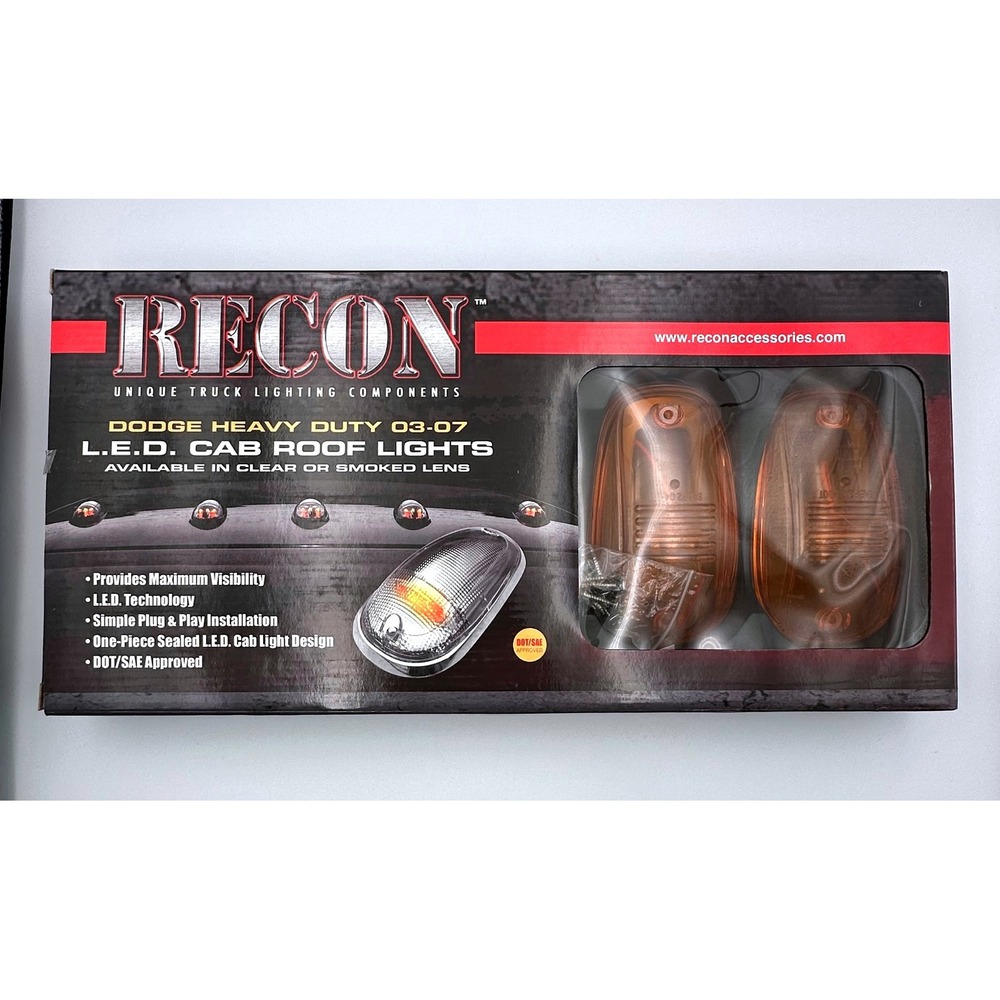 Recon 264146AM Clear/Smoke Lens LED Cab Roof 5pc Lights Dodge Ram 2003-2007